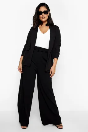 Plus Self Belt Wide Leg Pants