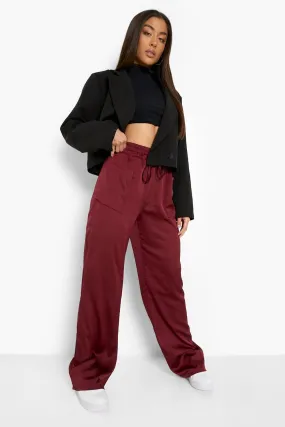 Pocket Front Satin Wide Leg Luxe Pants