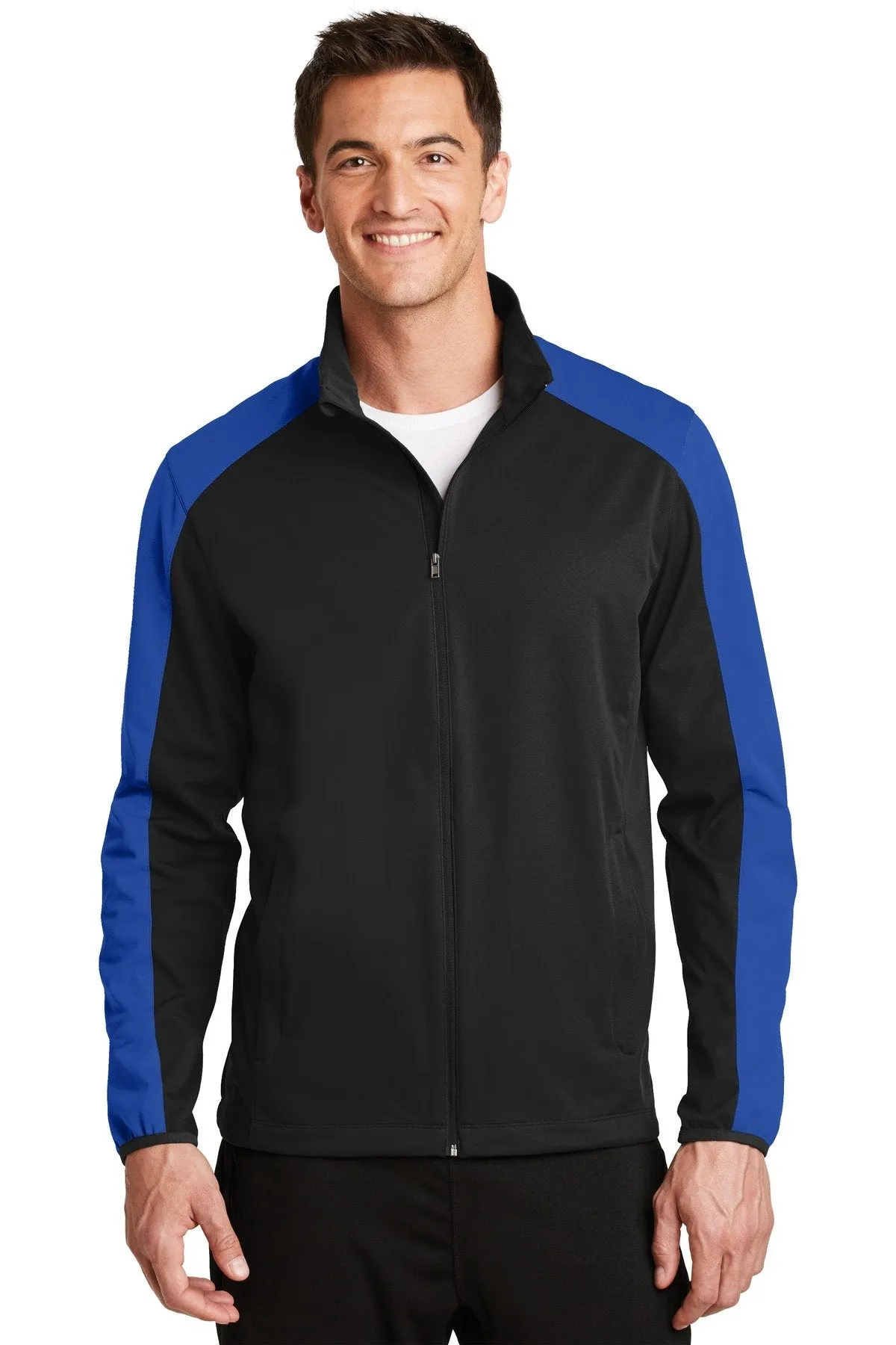 Port Authority Active Colorblock Soft Shell Jacket J718 Deep Black/ True Royal