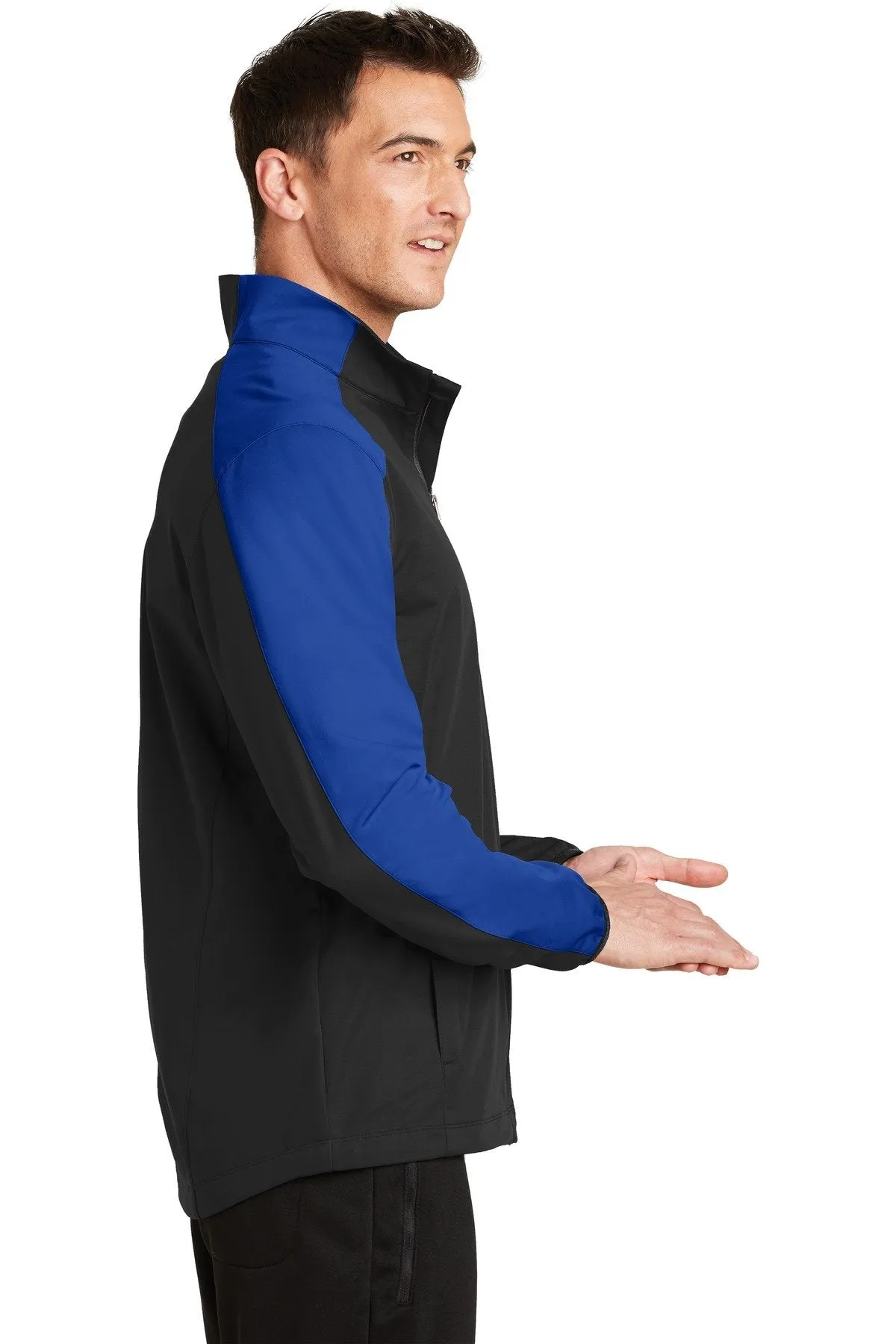 Port Authority Active Colorblock Soft Shell Jacket J718 Deep Black/ True Royal