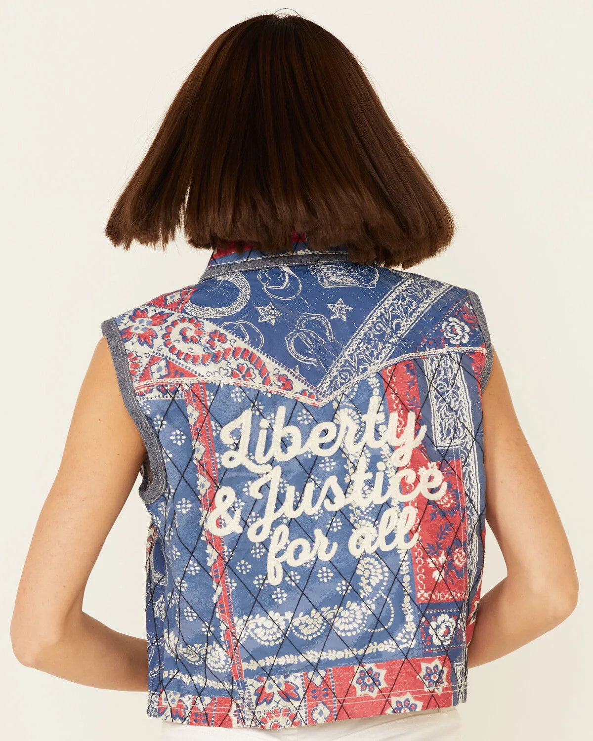 Product Name:  Double D Ranch Women's Multi Print Liberty & Justice For All Snap-Front Vest