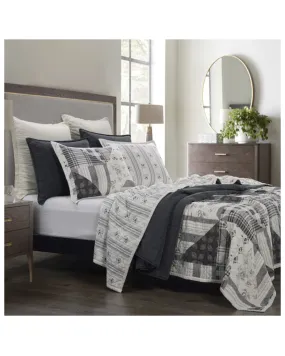 Product Name:  HiEnd Accents Black Patchwork Prairie Reversible 3-Piece Full/Queen Quilt Set