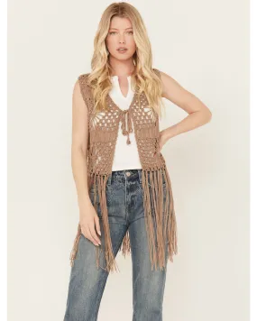 Product Name:  Rock & Roll Denim Women's Crochet Fringe Vest