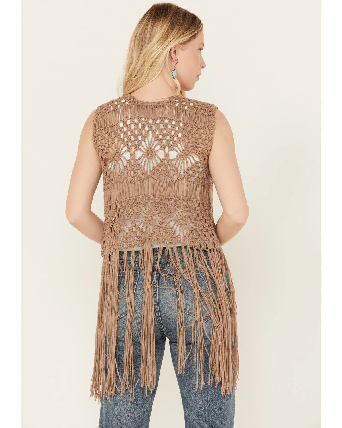 Product Name:  Rock & Roll Denim Women's Crochet Fringe Vest