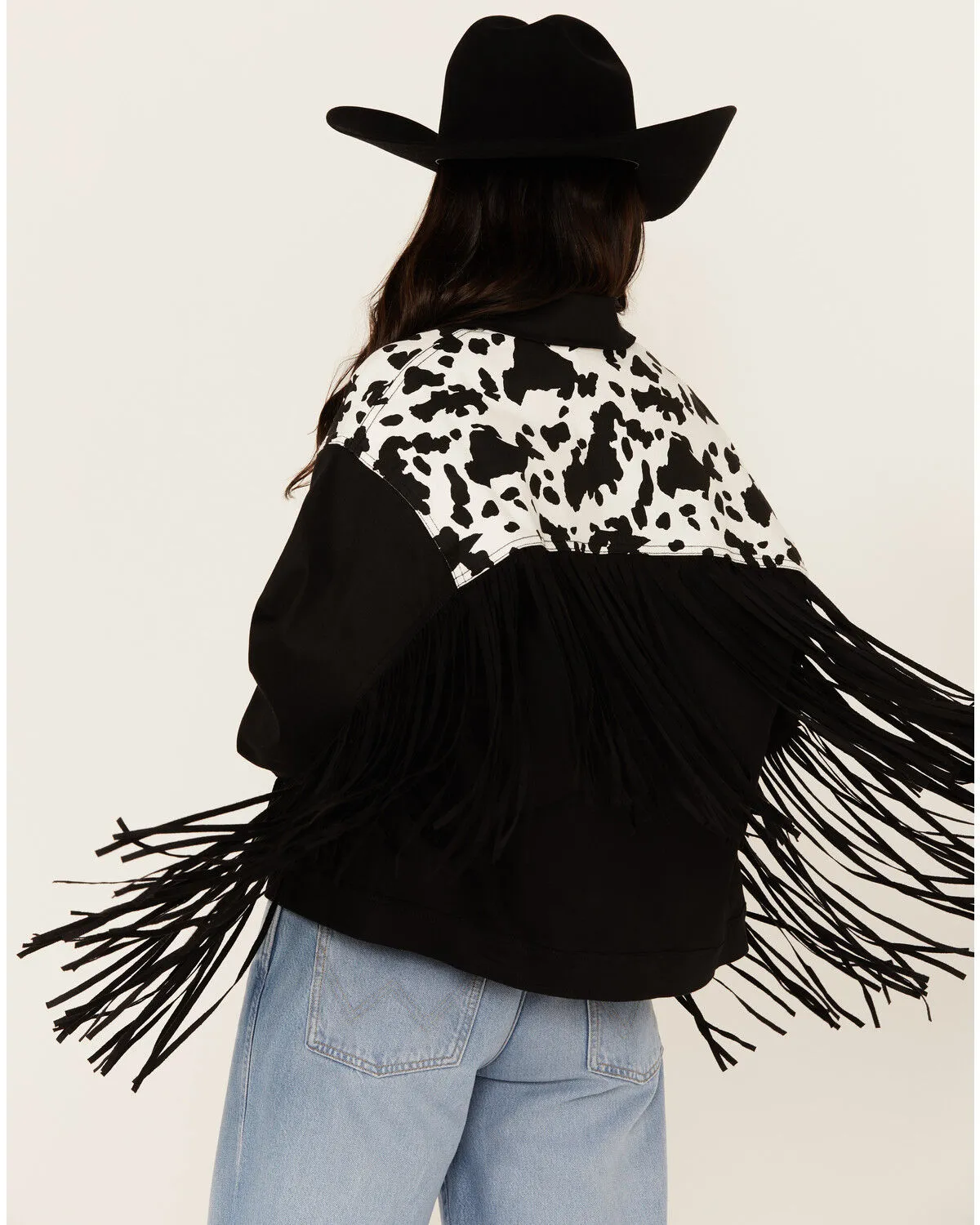 Product Name:  Saints & Hearts Women's Cow Print Fringe Jacket