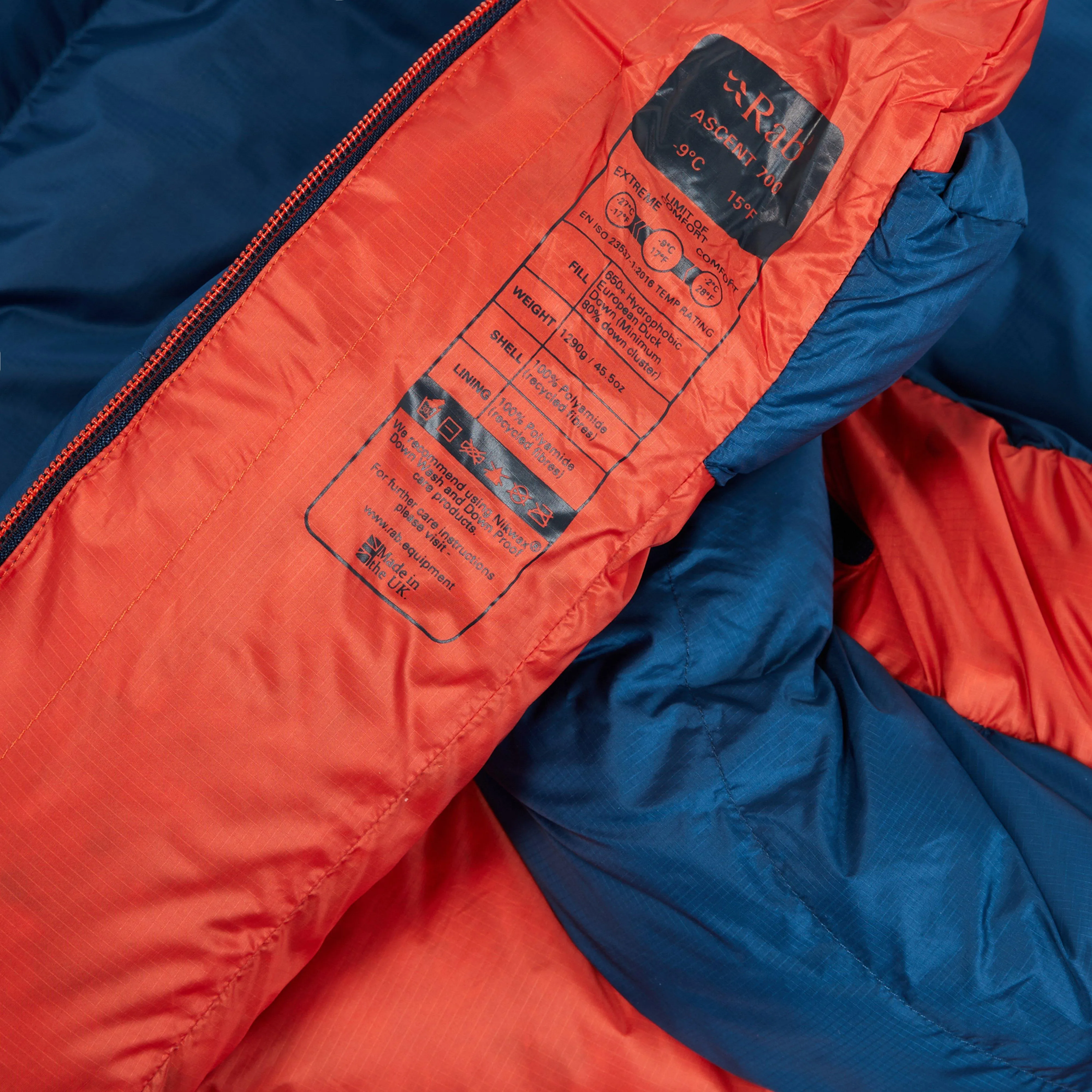 Rab Ascent 700 Hydrophobic Down Sleeping Bag (Left Zip) | Ultimate Outdoors