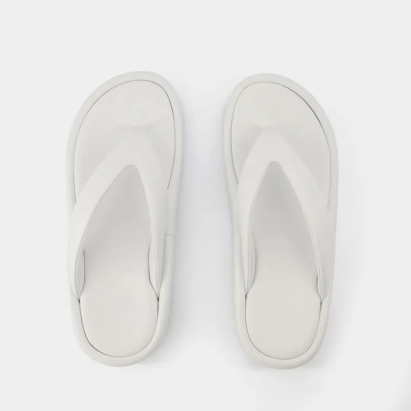 Rise Thong Sandals in White Canvas