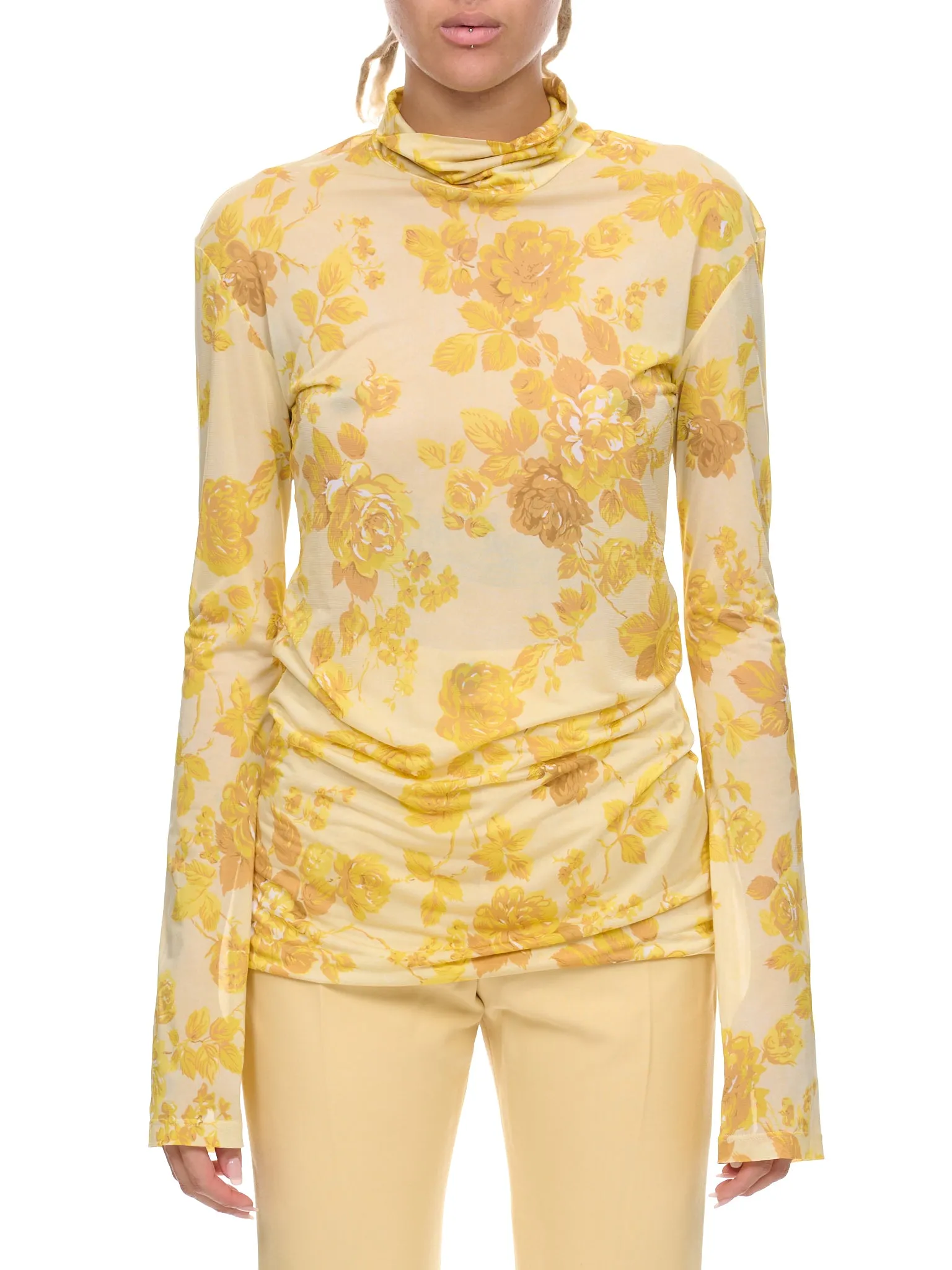 Roll Neck Top (WT130W-PJ-SHEET-FLOWERS)