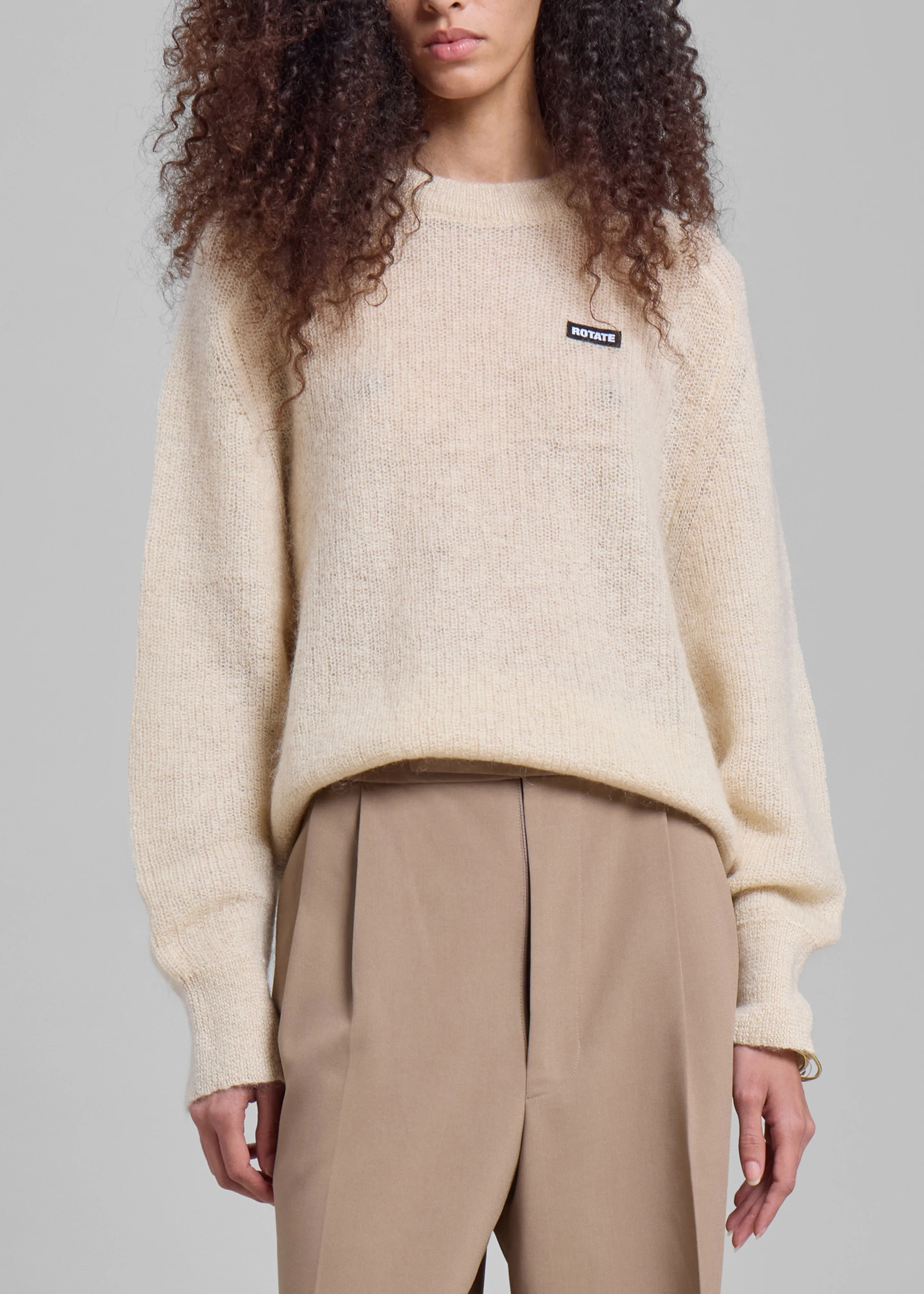 Rotate Light Knit Logo Sweater - Parchment