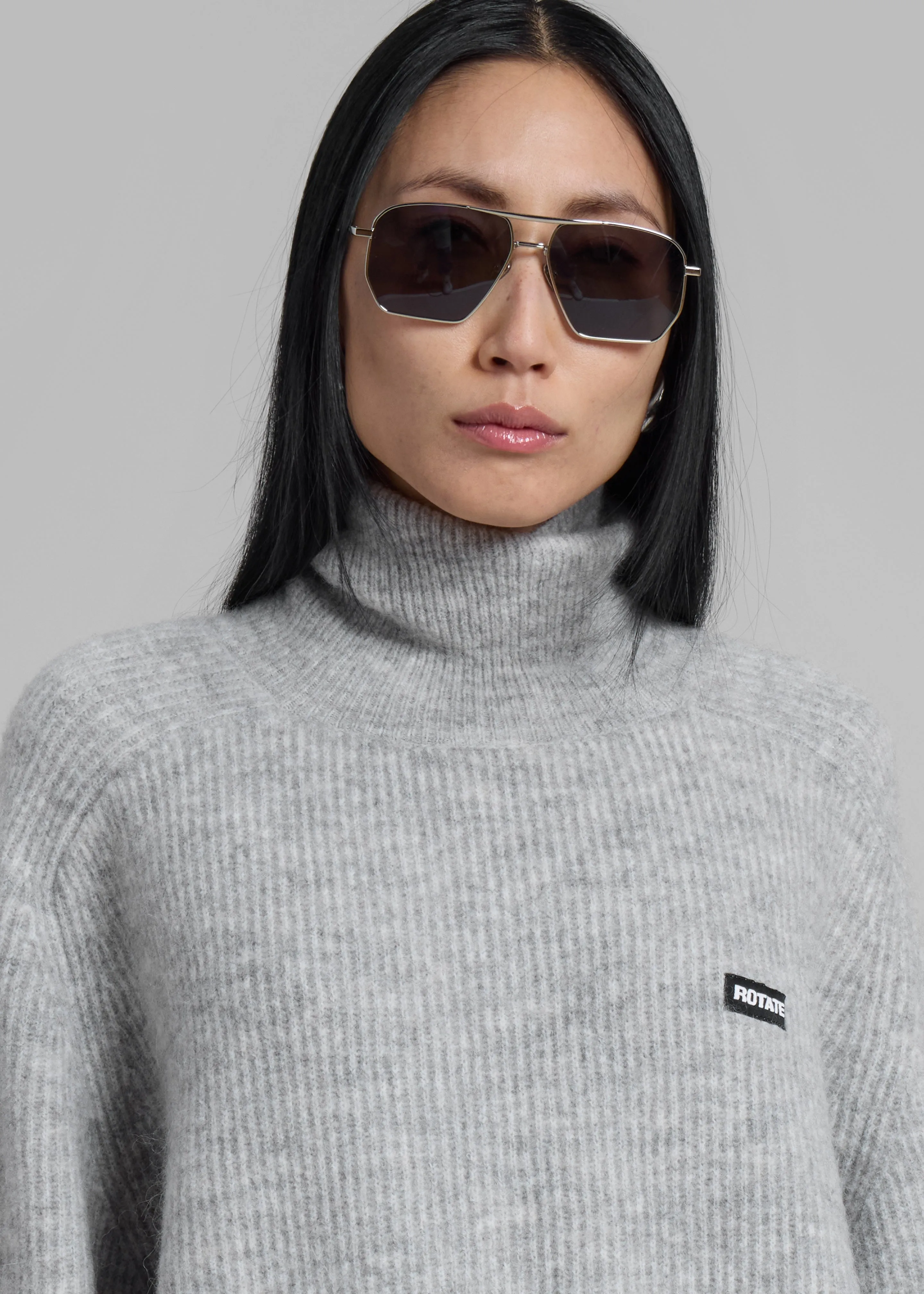 Rotate Turtleneck Sweater - Light Grey