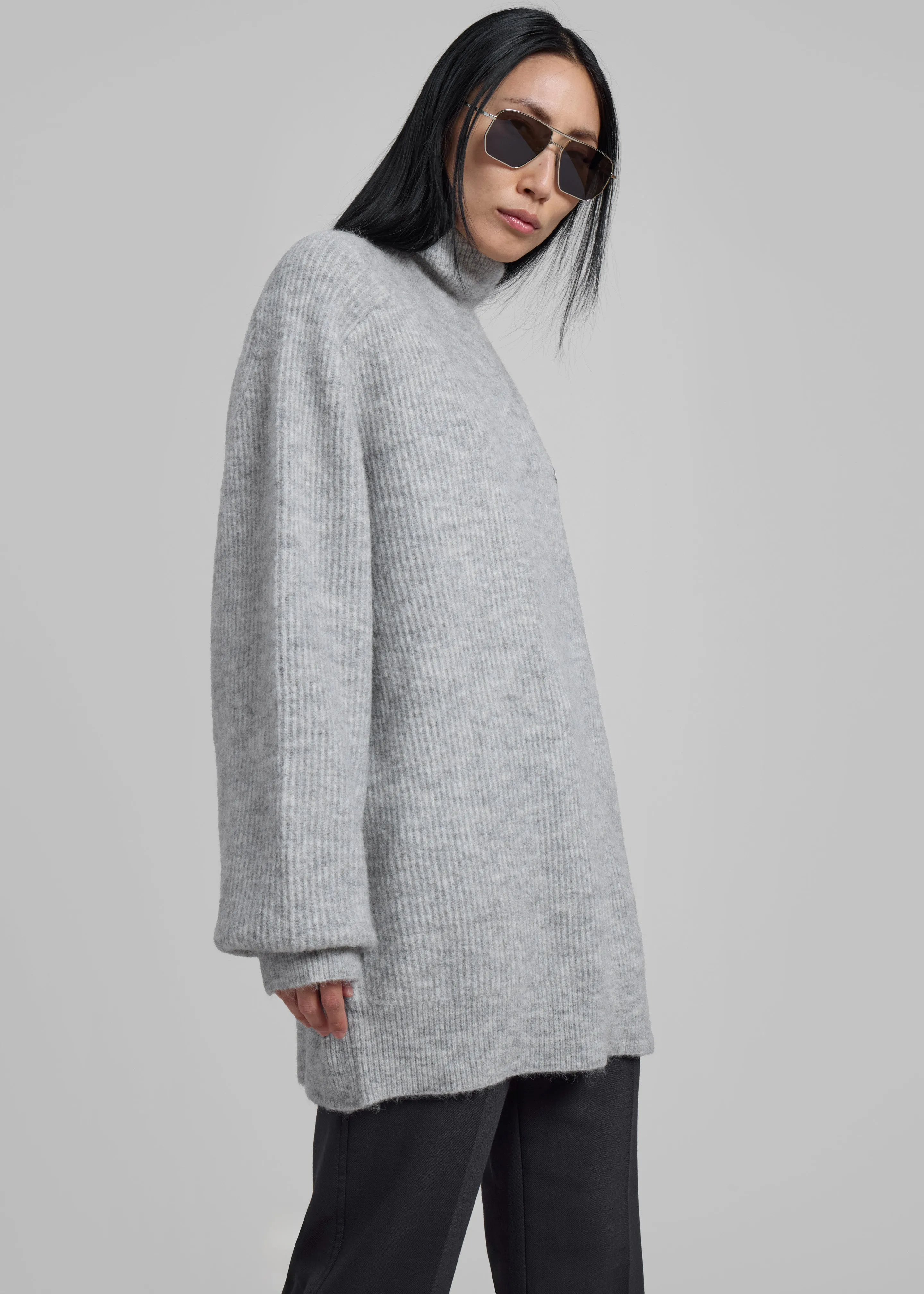 Rotate Turtleneck Sweater - Light Grey