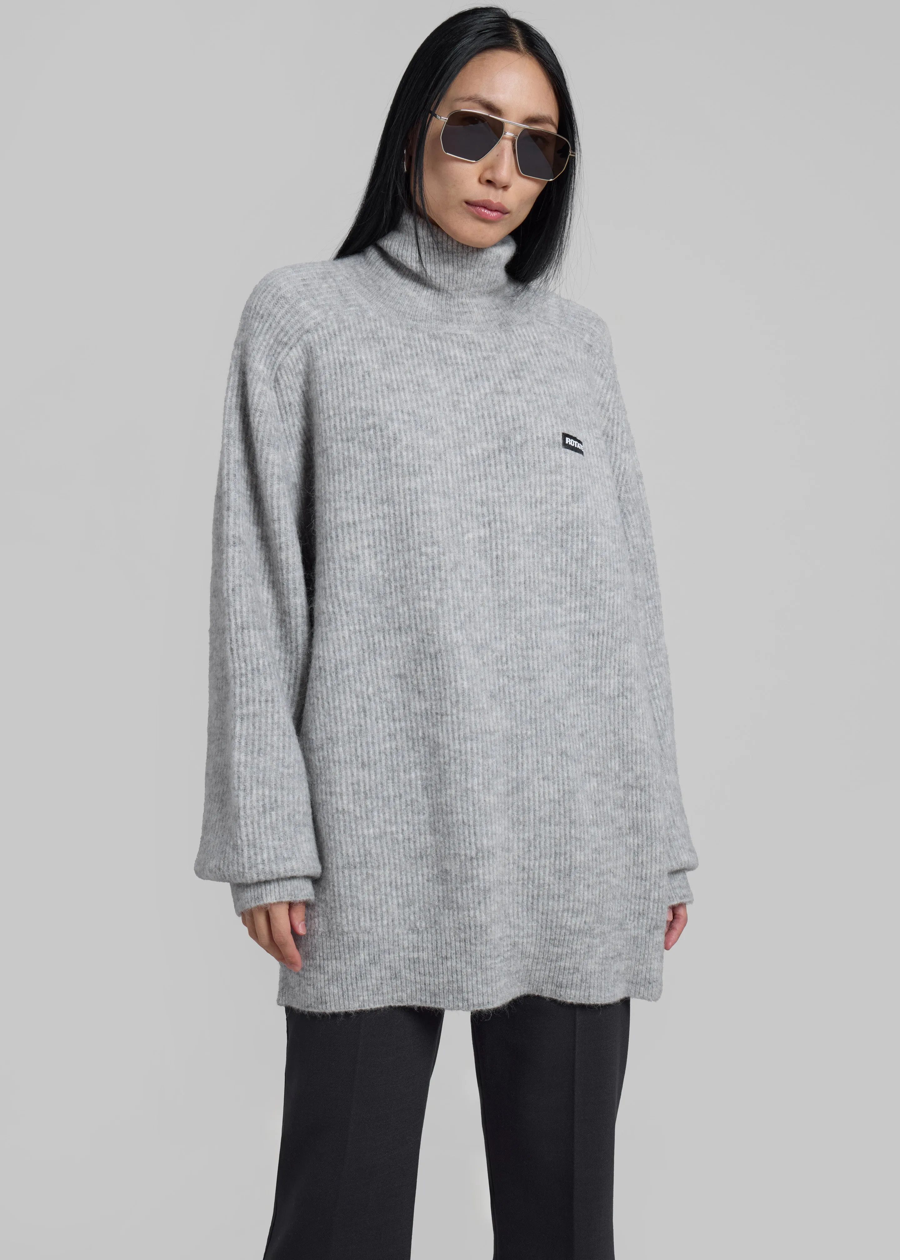 Rotate Turtleneck Sweater - Light Grey