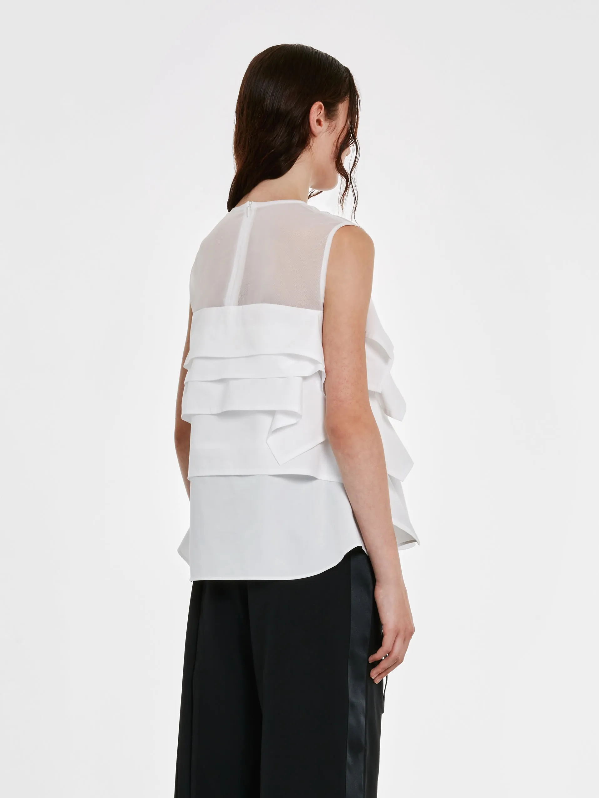 sacai Women’s Ruffled Sleeveless Top  White