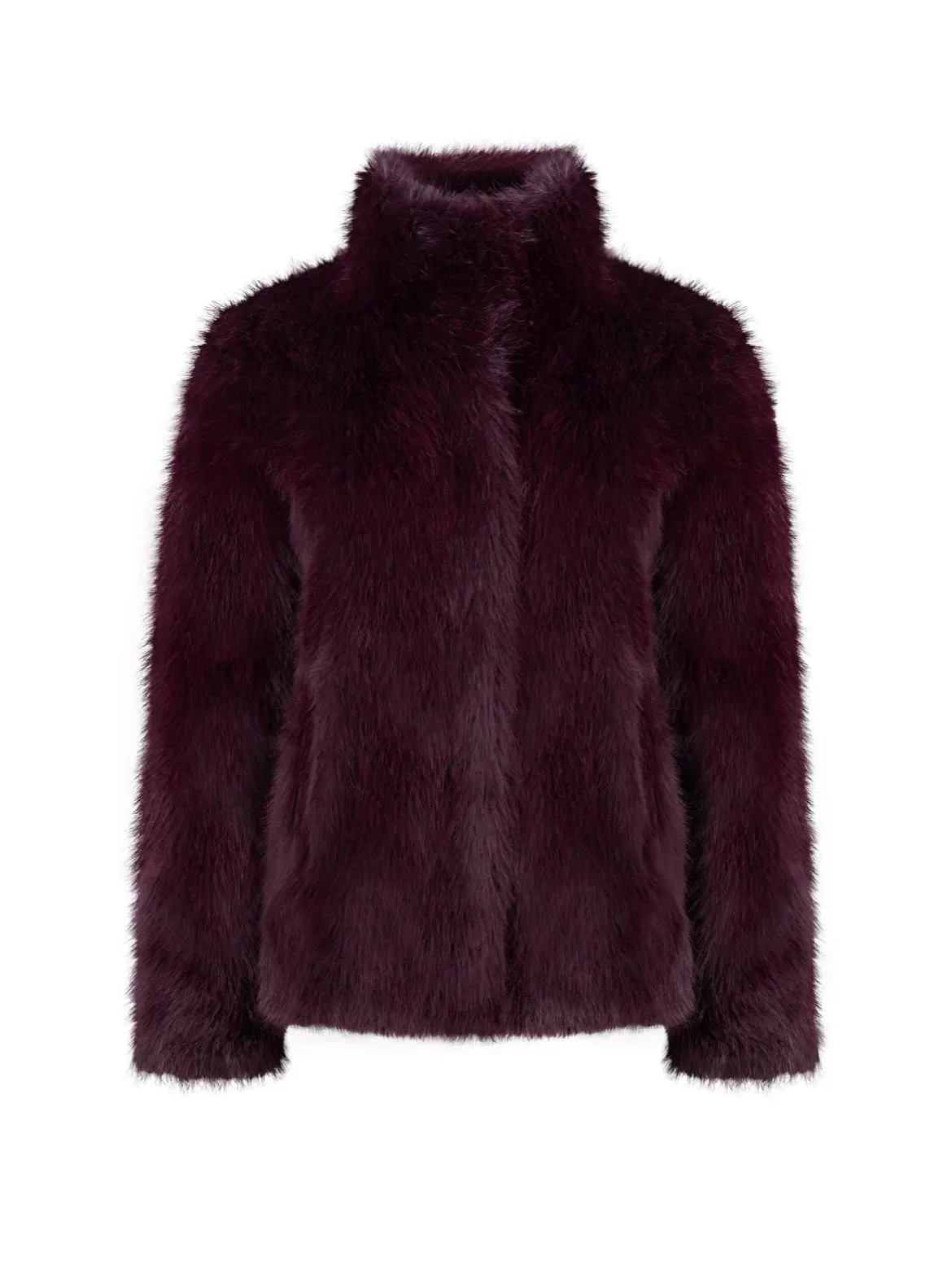 Sacs of Ashbourne   Issy London Halle Faux Feather Fur Jacket Berry