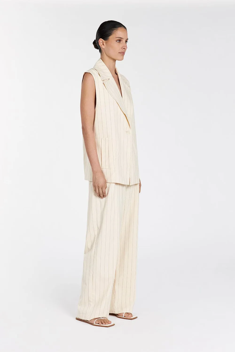 SANDER CREAM STRIPE OVERSIZED VEST