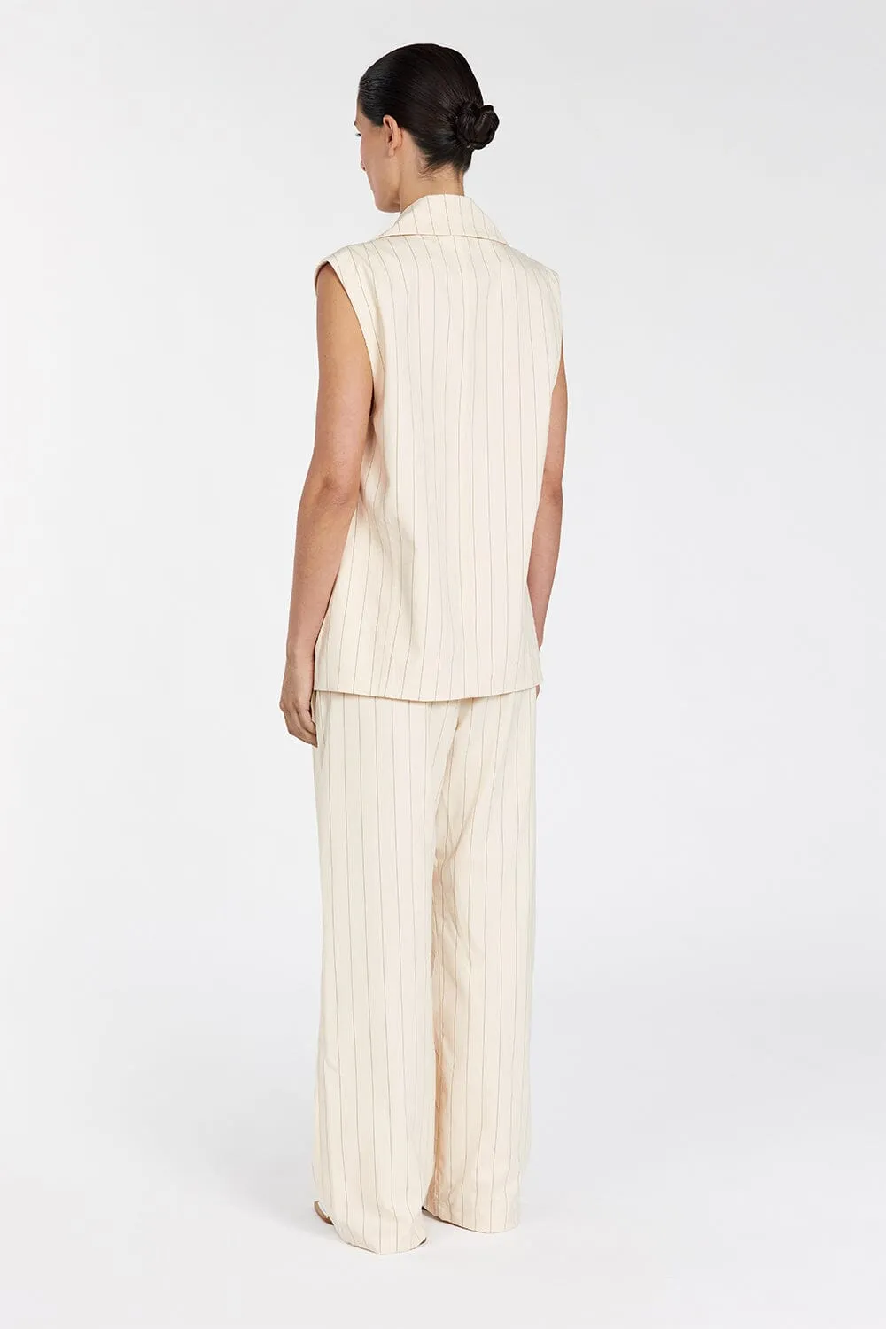 SANDER CREAM STRIPE OVERSIZED VEST