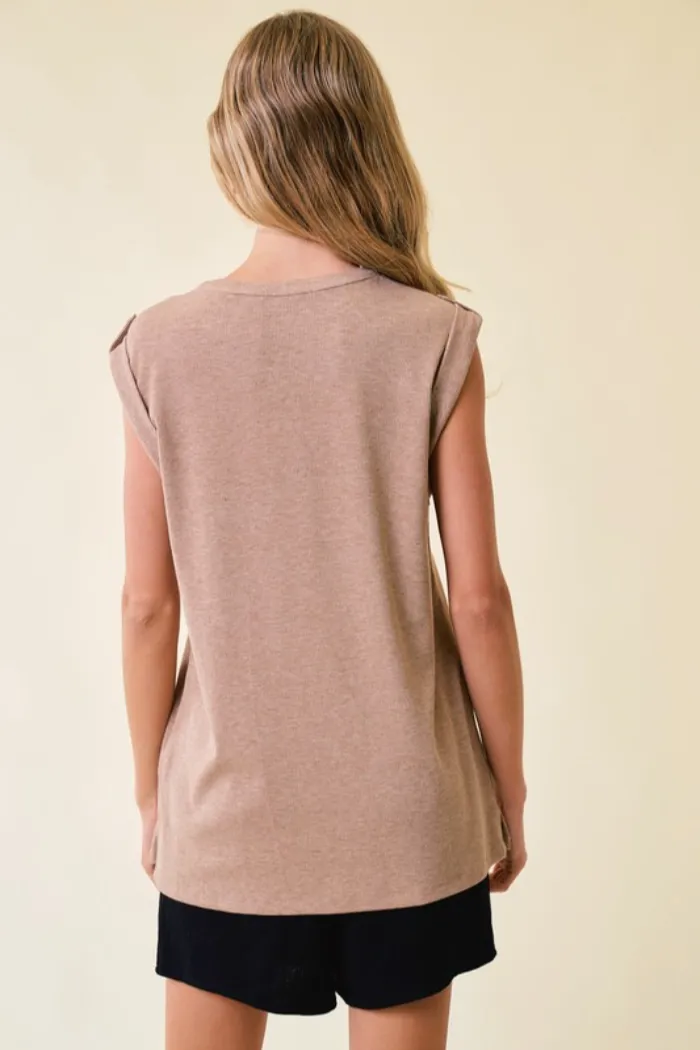 Sleeveless Button Detail Top