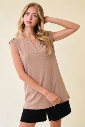 Sleeveless Button Detail Top