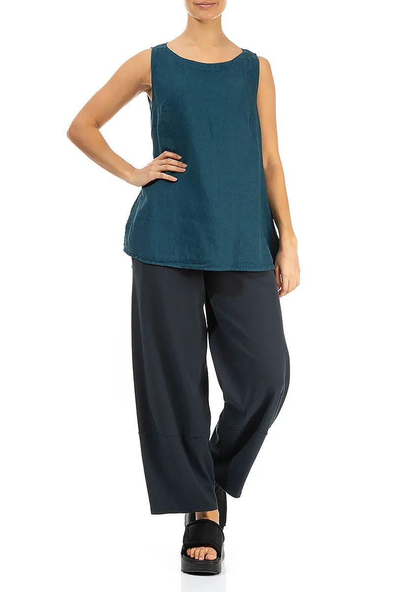 Sleeveless Dark Teal Linen Top