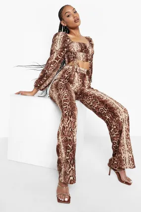 Snake Print Wide Leg Pants