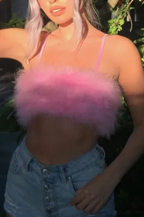 Solid Color Sleeveless Fuzzy Crop Top