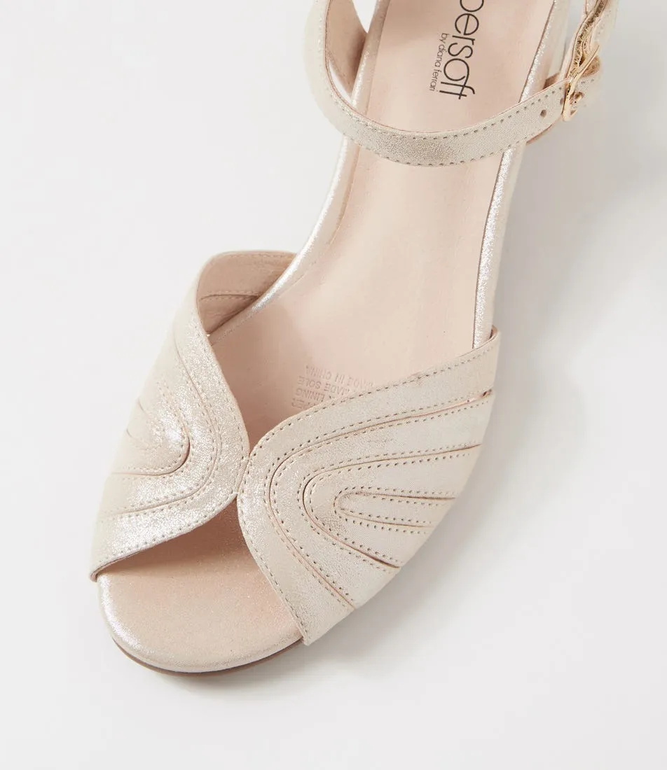 SUPERSOFT Clair Nude Shimmer Suede Sandals