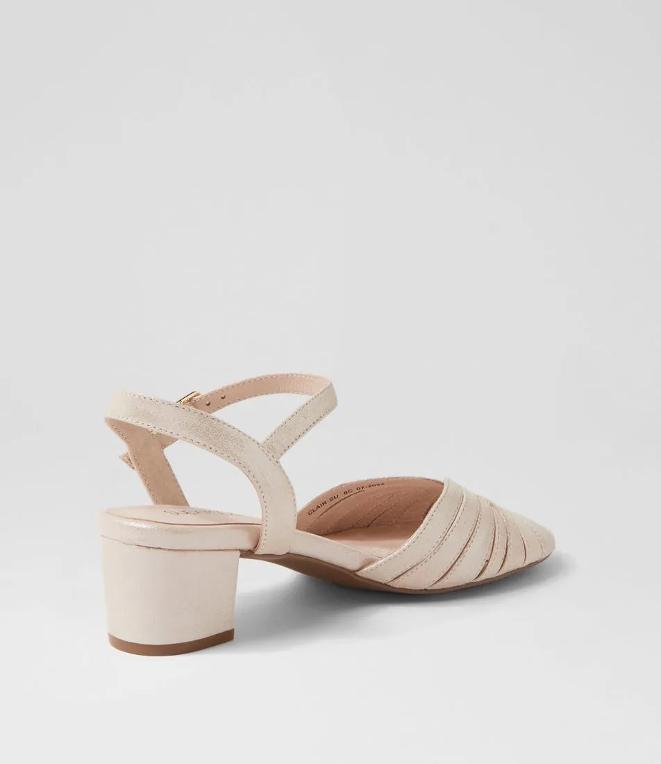 SUPERSOFT Clair Nude Shimmer Suede Sandals