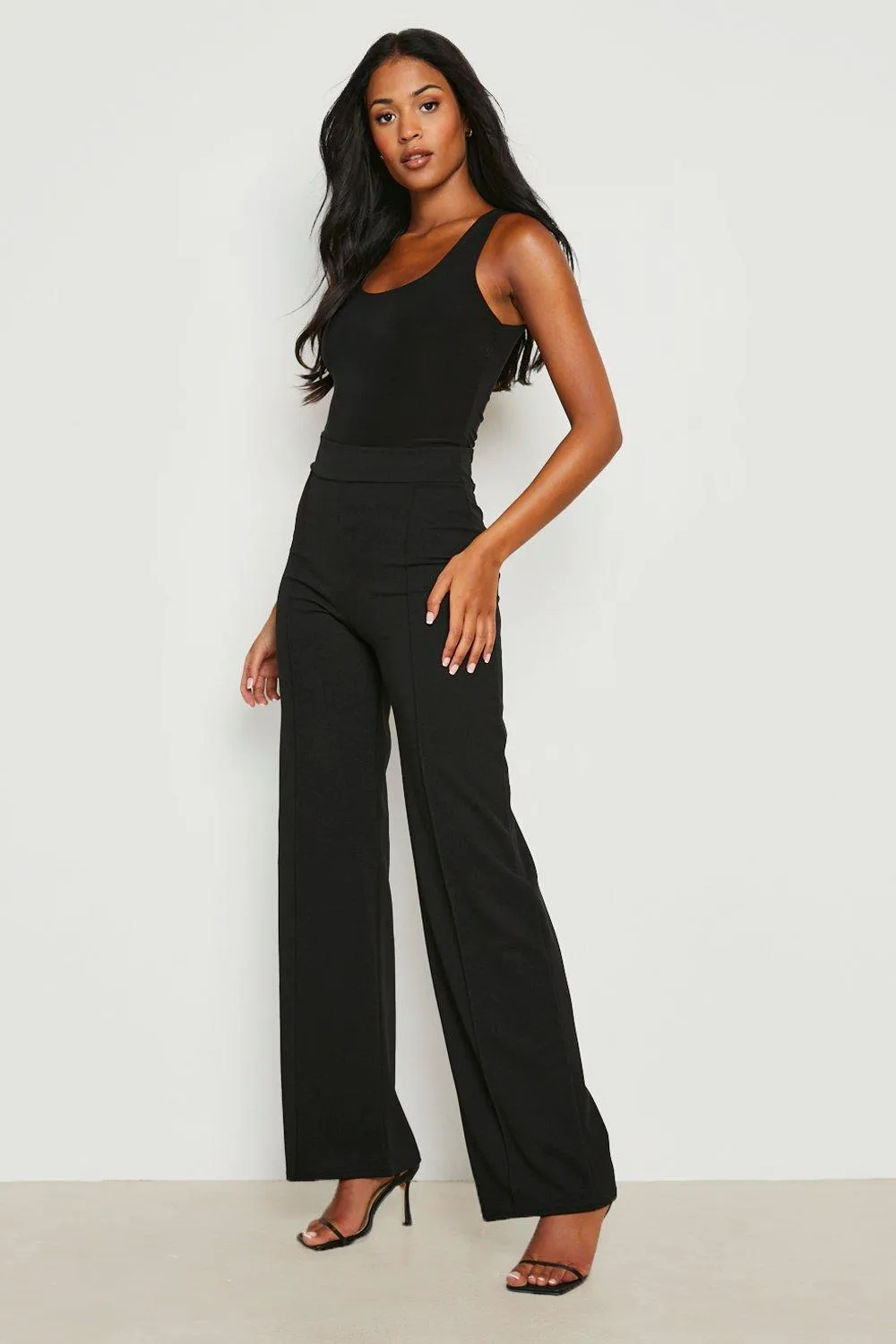 Tall Crepe Wide Leg Seam Detail Pants