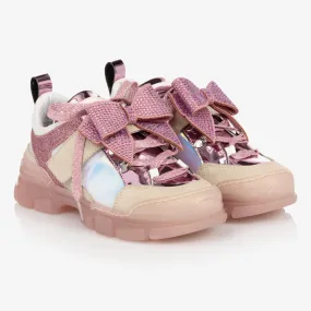 Teen Pink Bow Leather Trainers