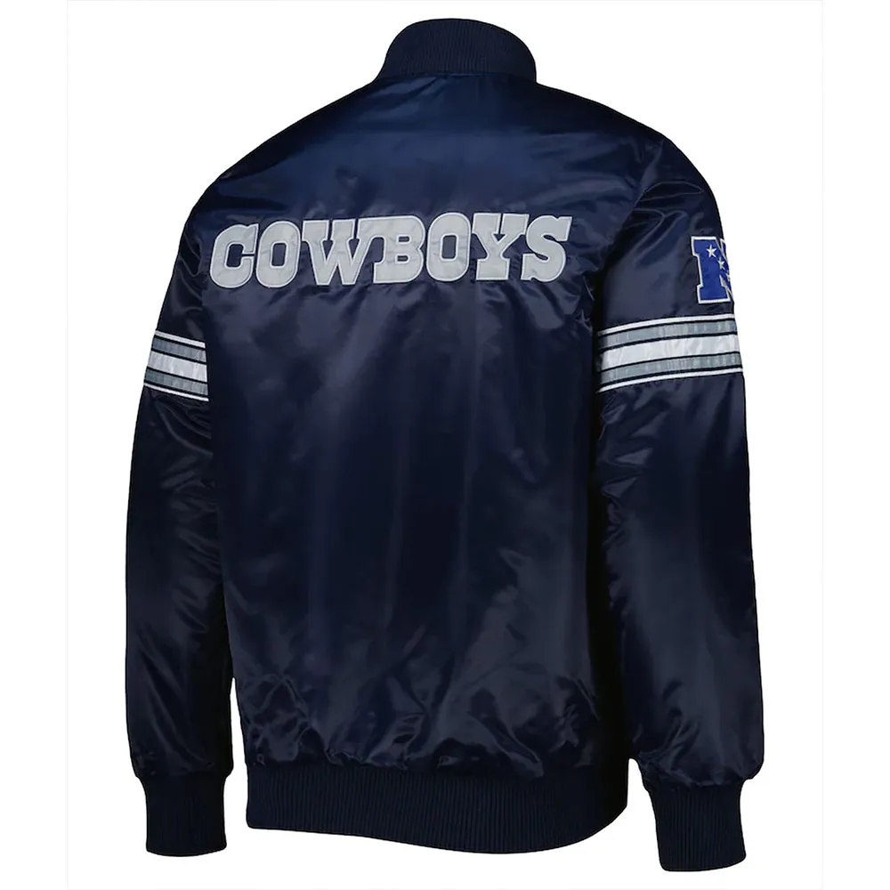 The Pick and Roll Dallas Cowboys Navy Blue Satin Jacket