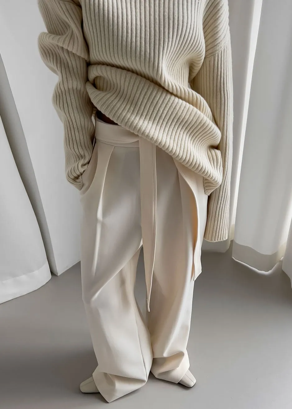 Thelma Ribbed Sweater Dress - Cream