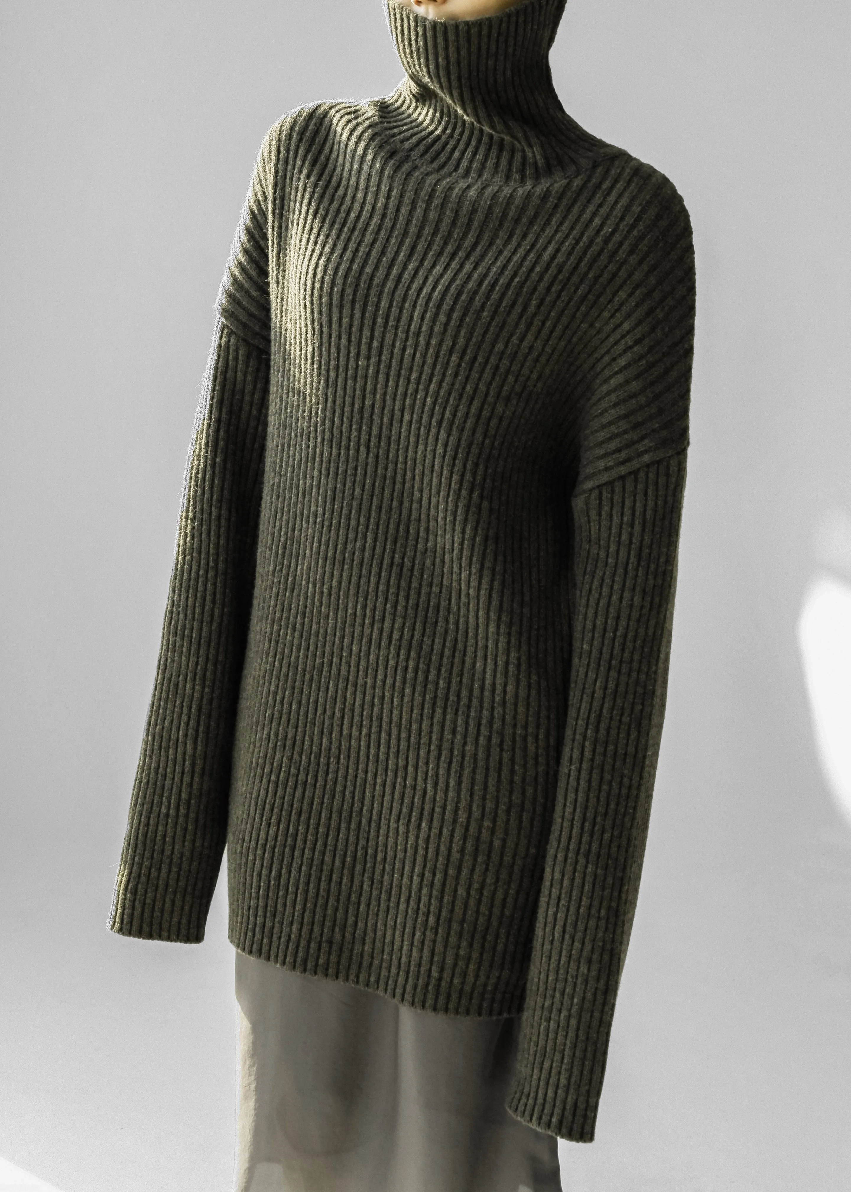 Thelma Ribbed Sweater Dress - Khaki