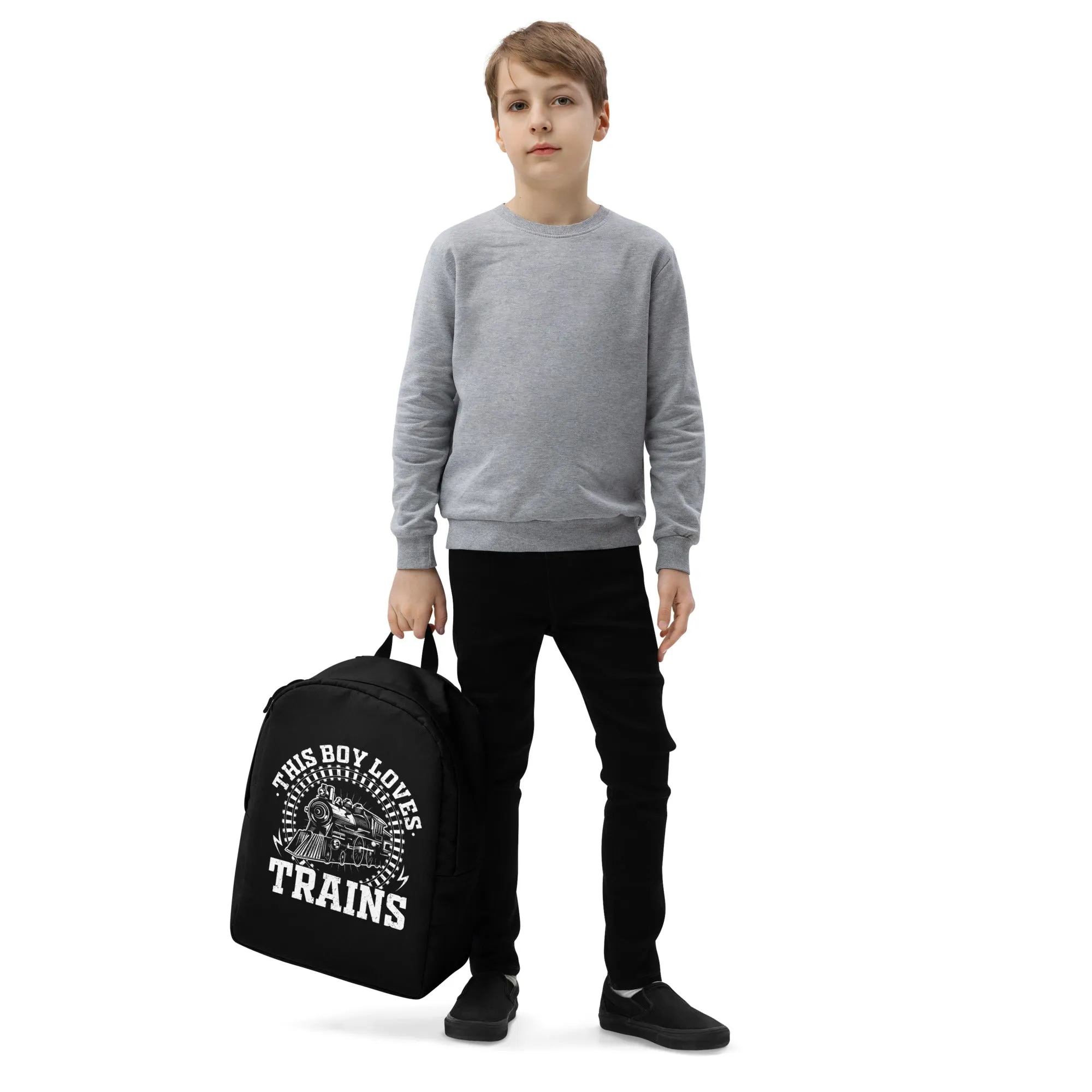 This Boy Loves Trains Minimalist Backpack