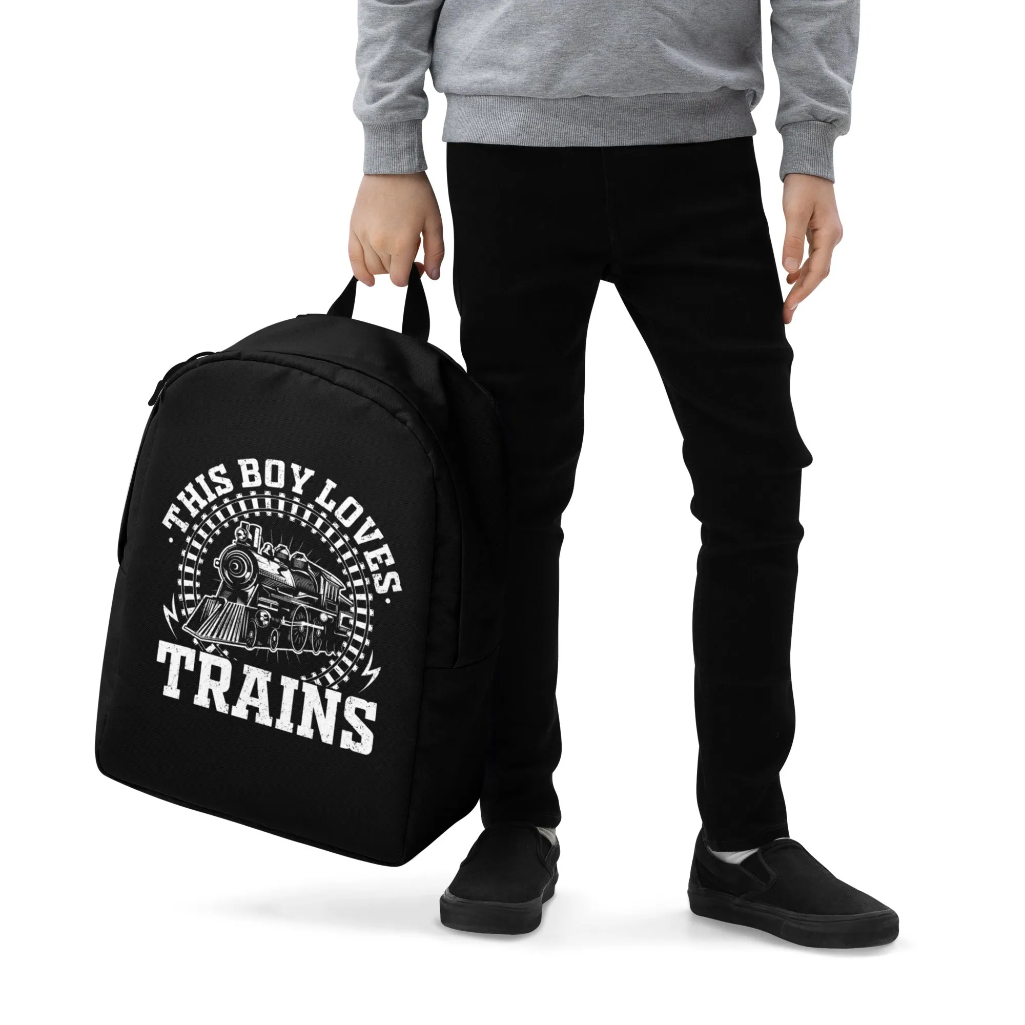 This Boy Loves Trains Minimalist Backpack