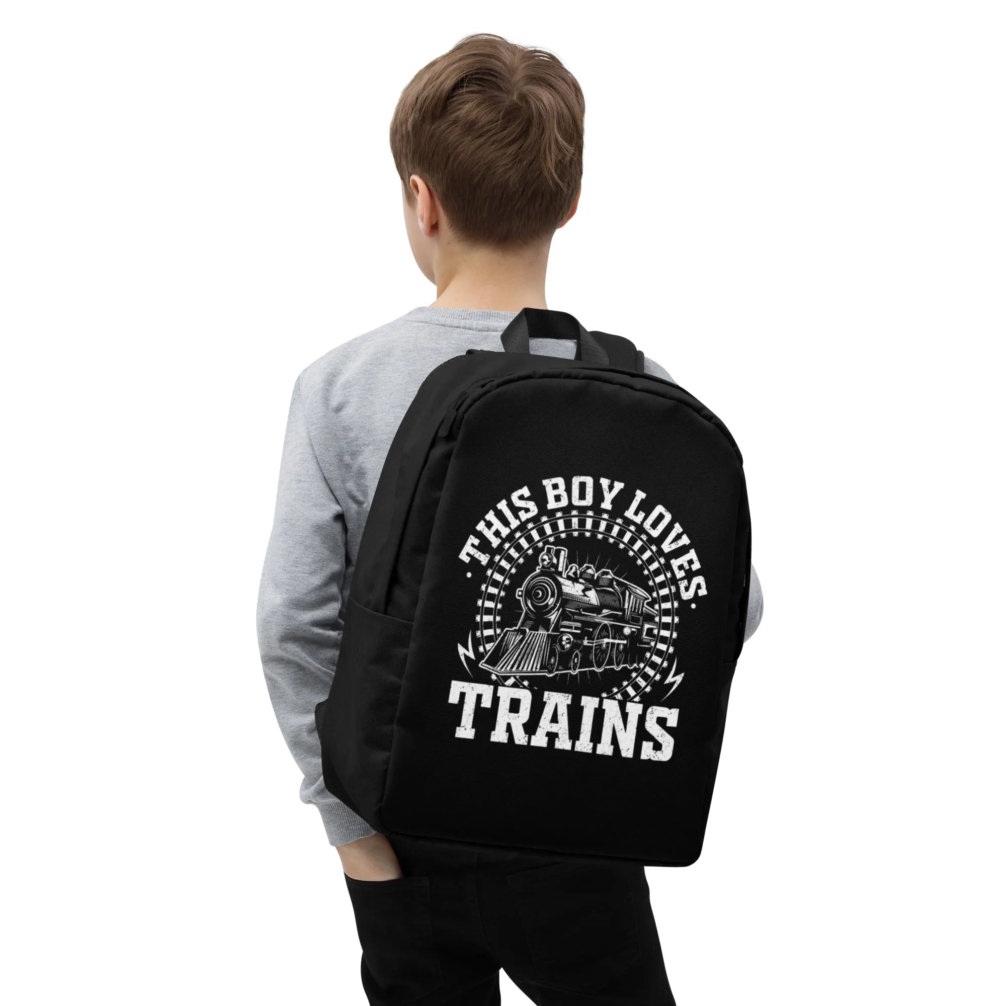 This Boy Loves Trains Minimalist Backpack