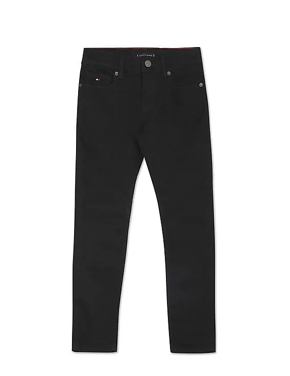 Tommy Hilfiger Kids Men Black Mid Rise Scanton Slim Fit Jeans