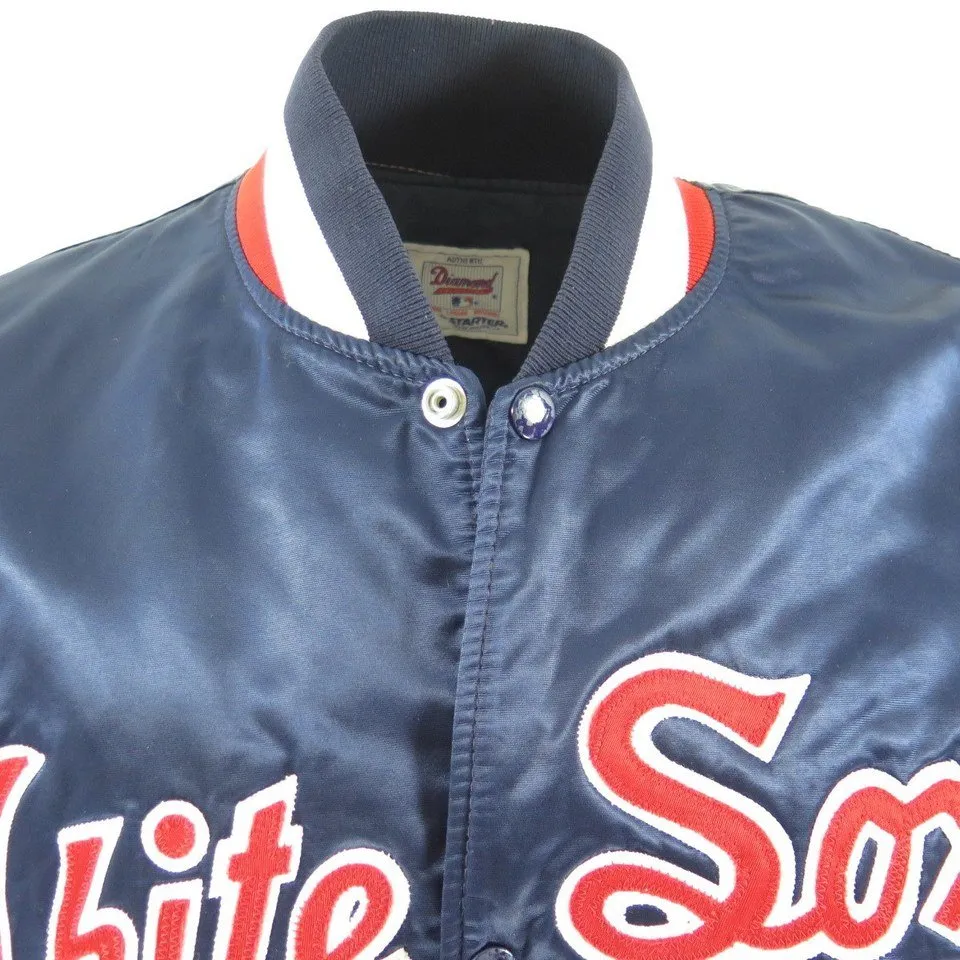 Vintage 80s Chicago White Sox Starter Satin Jacket Mens L MLB Baseball Diamond