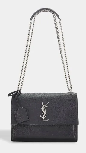 What Goes Around Comes Around   YSL Black Calfskin Sunset Medium Crossbody Bag 