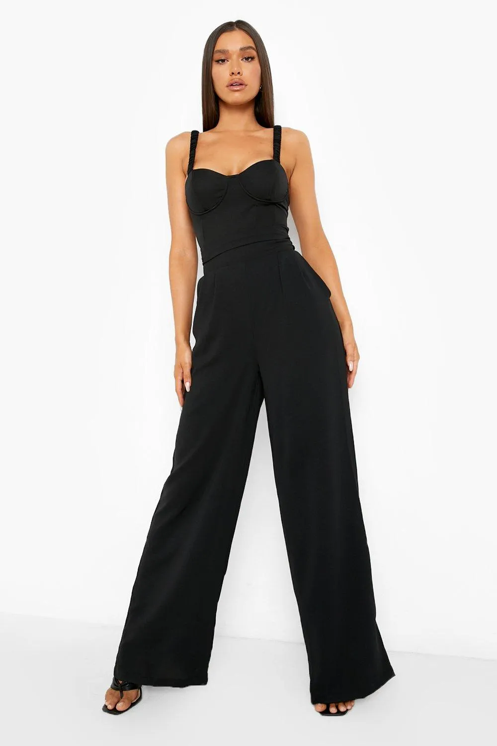 Woven Deep Waist Wide Leg Pants